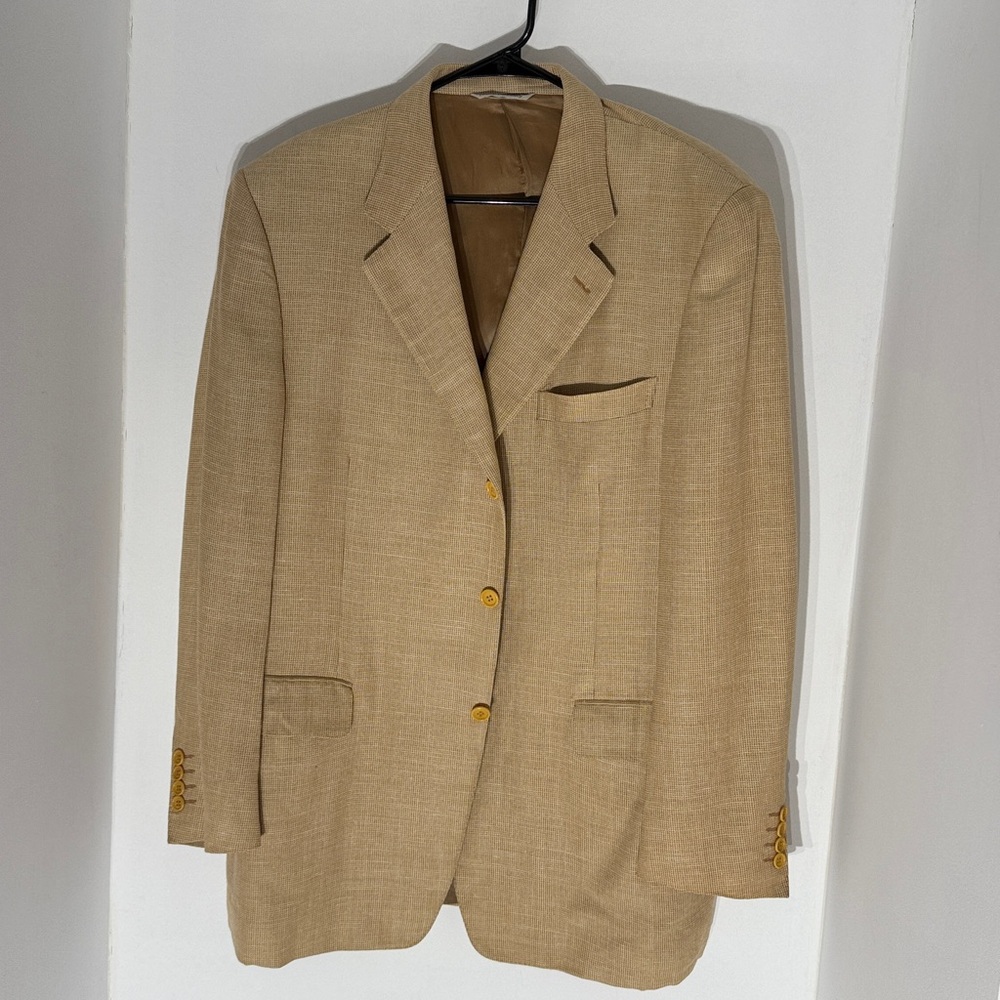 Canali Beige Sport Jacket Silk, Linen, Wool